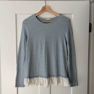 Altar’d State Striped Long Sleeve Top with Ruffle Hem